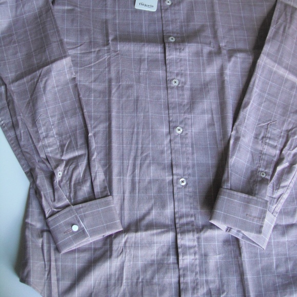 T.M.Lewin Burgandy with white Plaid Long Sleeve - Picture 2 of 7